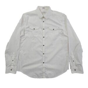 Calvin Klein Button Up Shirt Men's M White Slim Fit Snaps Long Sleeve EUC LN